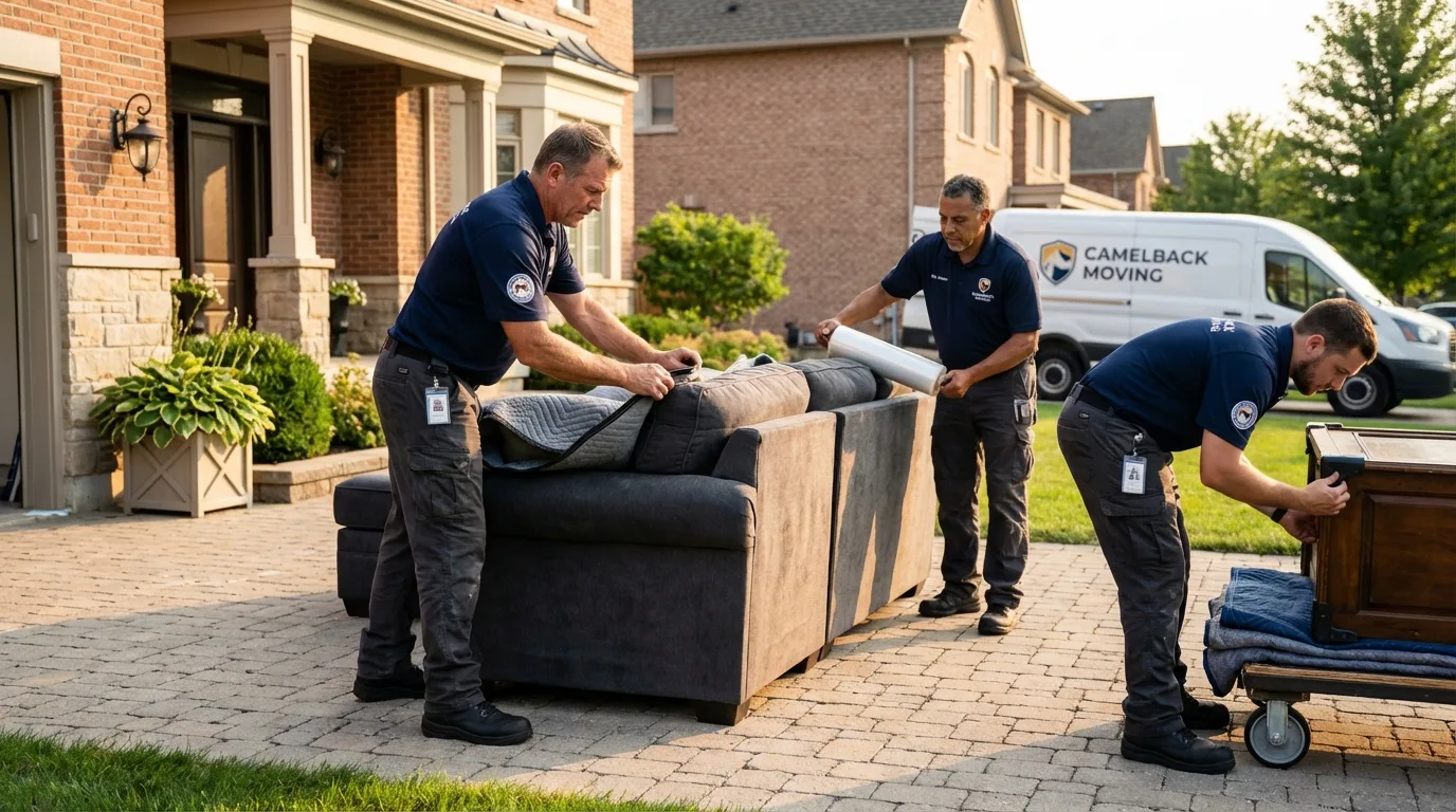 Large estate moving crew wrapping furniture in Ivanhoe, MN
